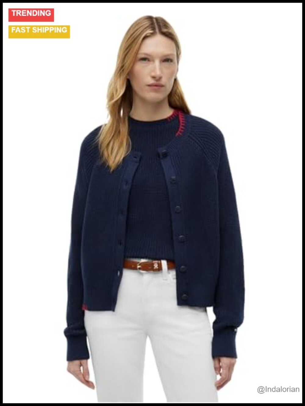Women's Long Sleeve Crochet Cardigan Sweater, 100% Cotton Button Down Cardigan